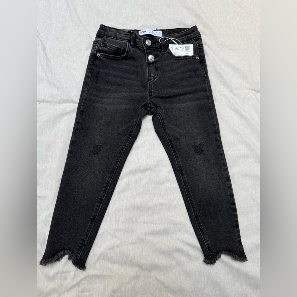 Zara Toddler Black Distressed Hem Jeans 2-3T